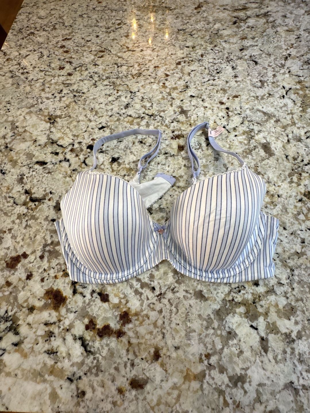 Victoria's Secret Body By Victoria Lined Demi Bra Size 38C Blue White Stripe 2