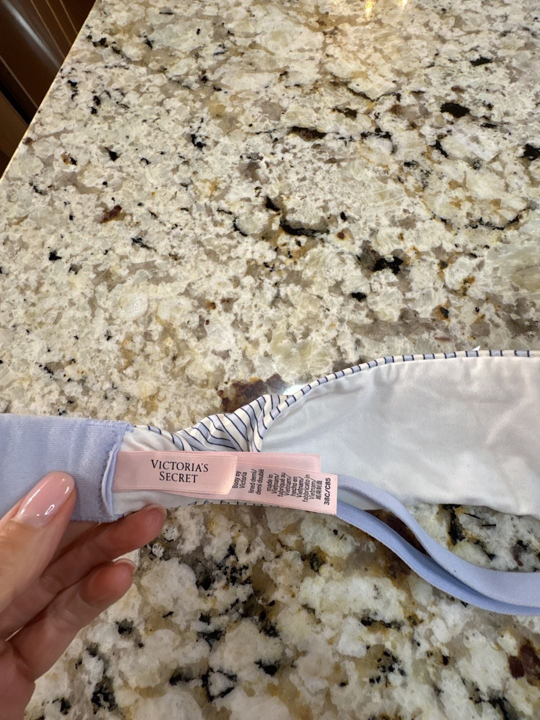 Victoria's Secret Body By Victoria Lined Demi Bra Size 38C Blue White Stripe 5