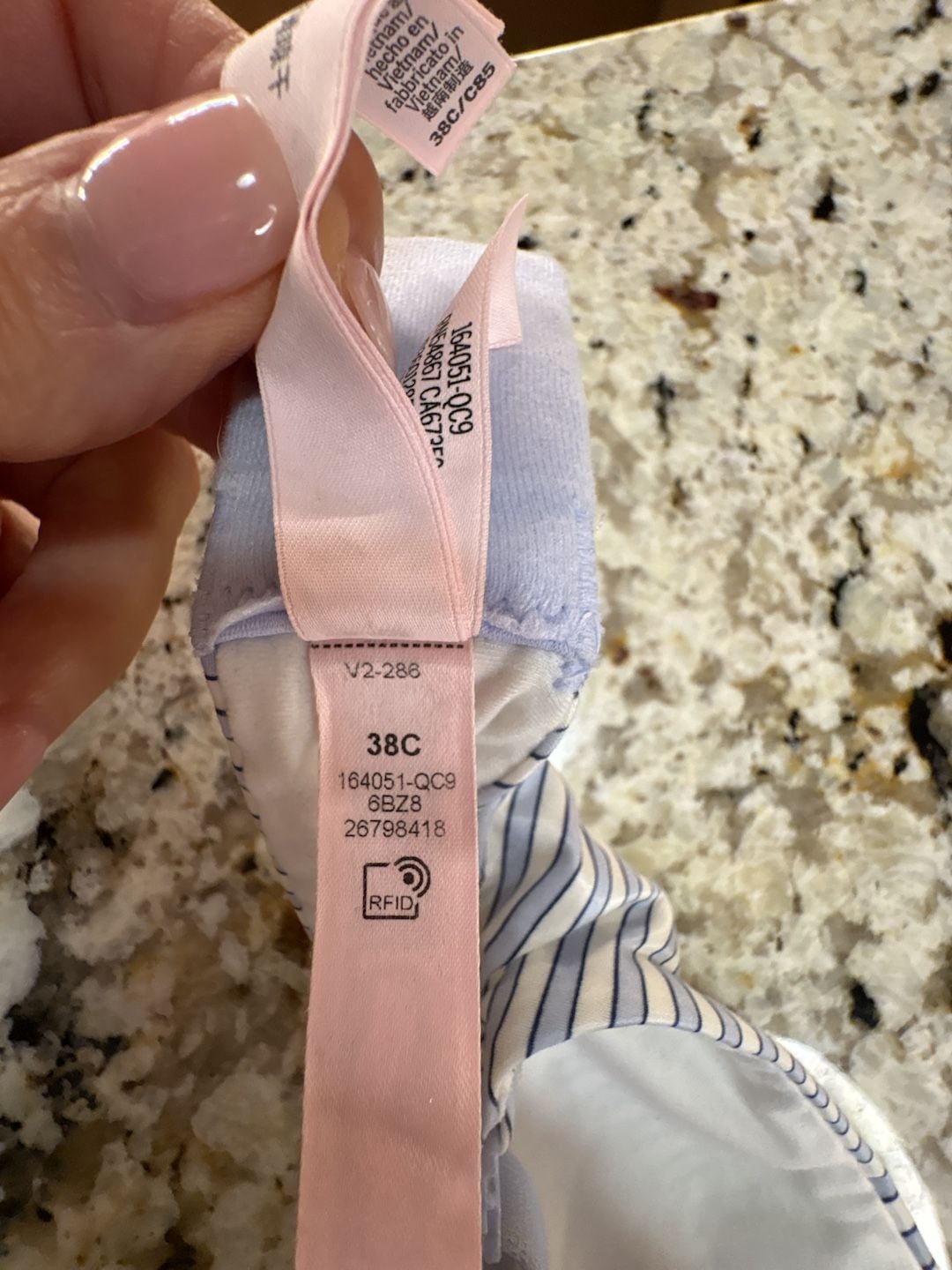Victoria's Secret Body By Victoria Lined Demi Bra Size 38C Blue White Stripe 6