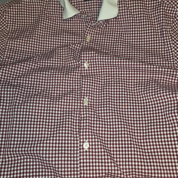 Michael Kors Button Down Shirt Size S Red White Checkered Slim Fit