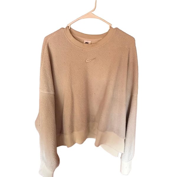 Nike Plush Crop Sweatshirt Size XXL Cream Sherpa Fleece Crew Neck