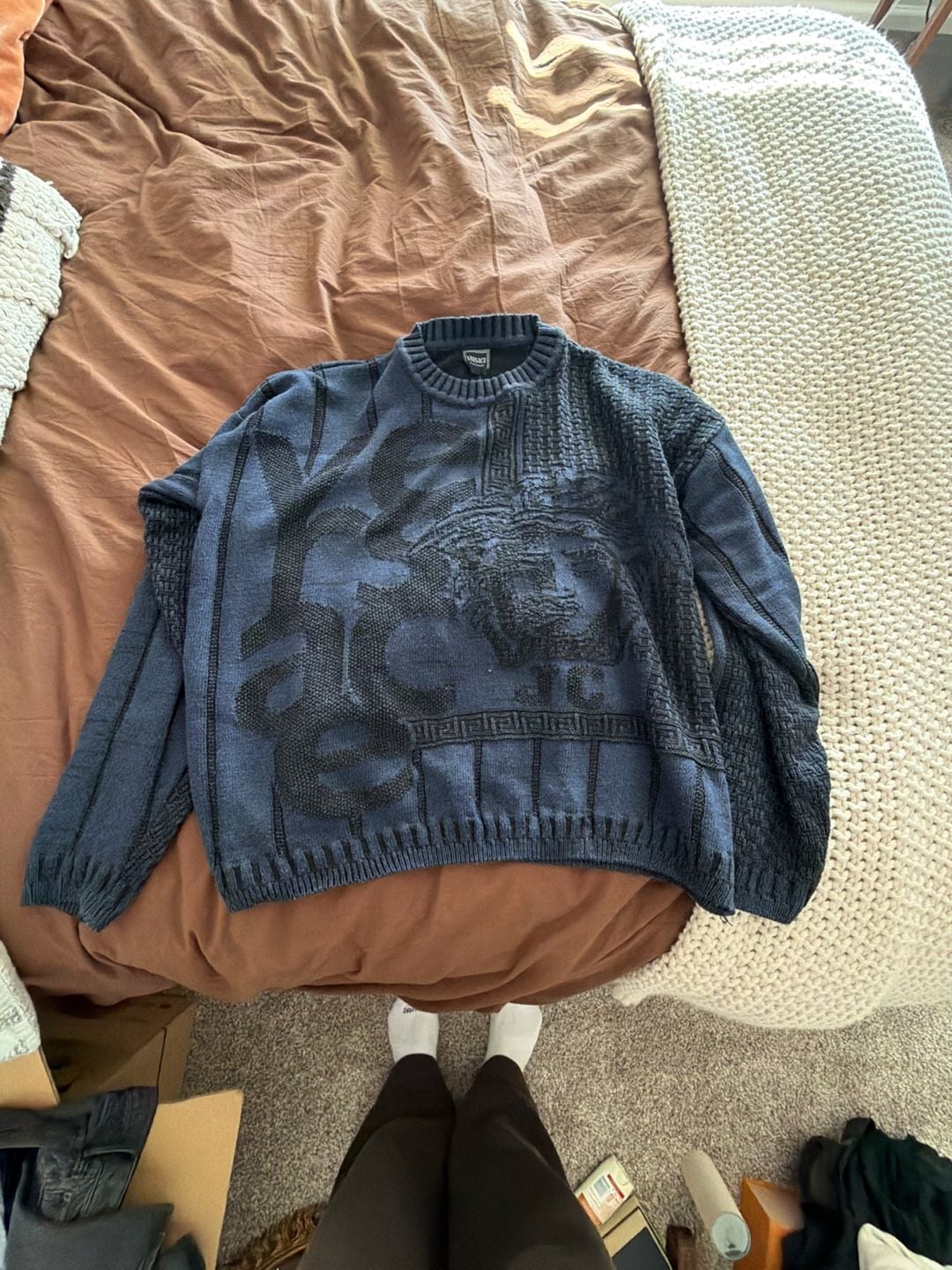Versace Jeans Couture Medusa Knit Sweater Blue 2