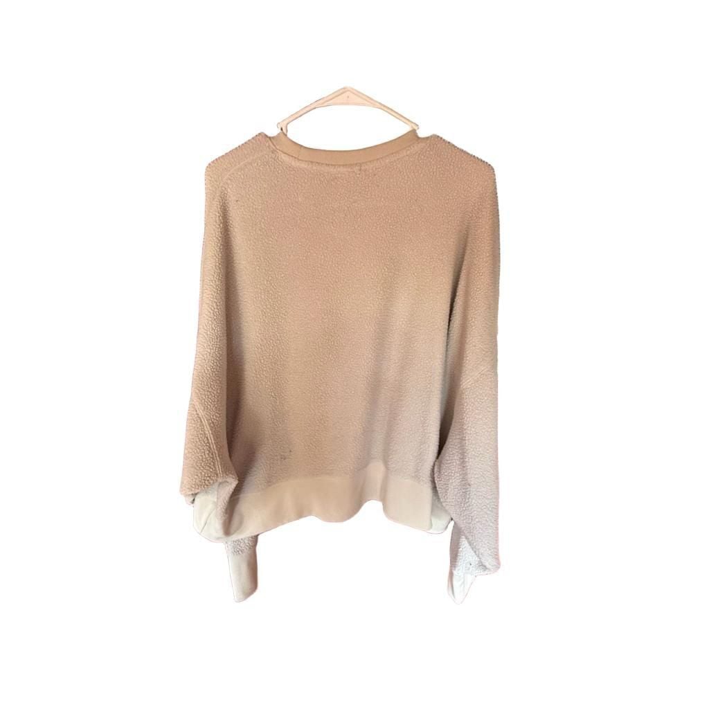 Nike Plush Crop Sweatshirt Size XXL Cream Sherpa Fleece Crew Neck 5