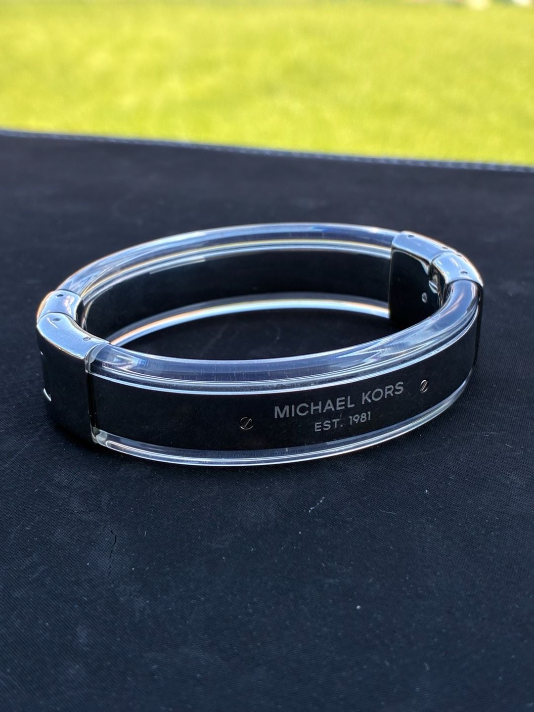 Michael Kors Silver And Clear Acetate Bangle 2