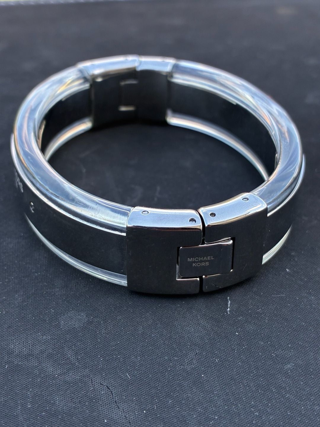 Michael Kors Silver And Clear Acetate Bangle 4