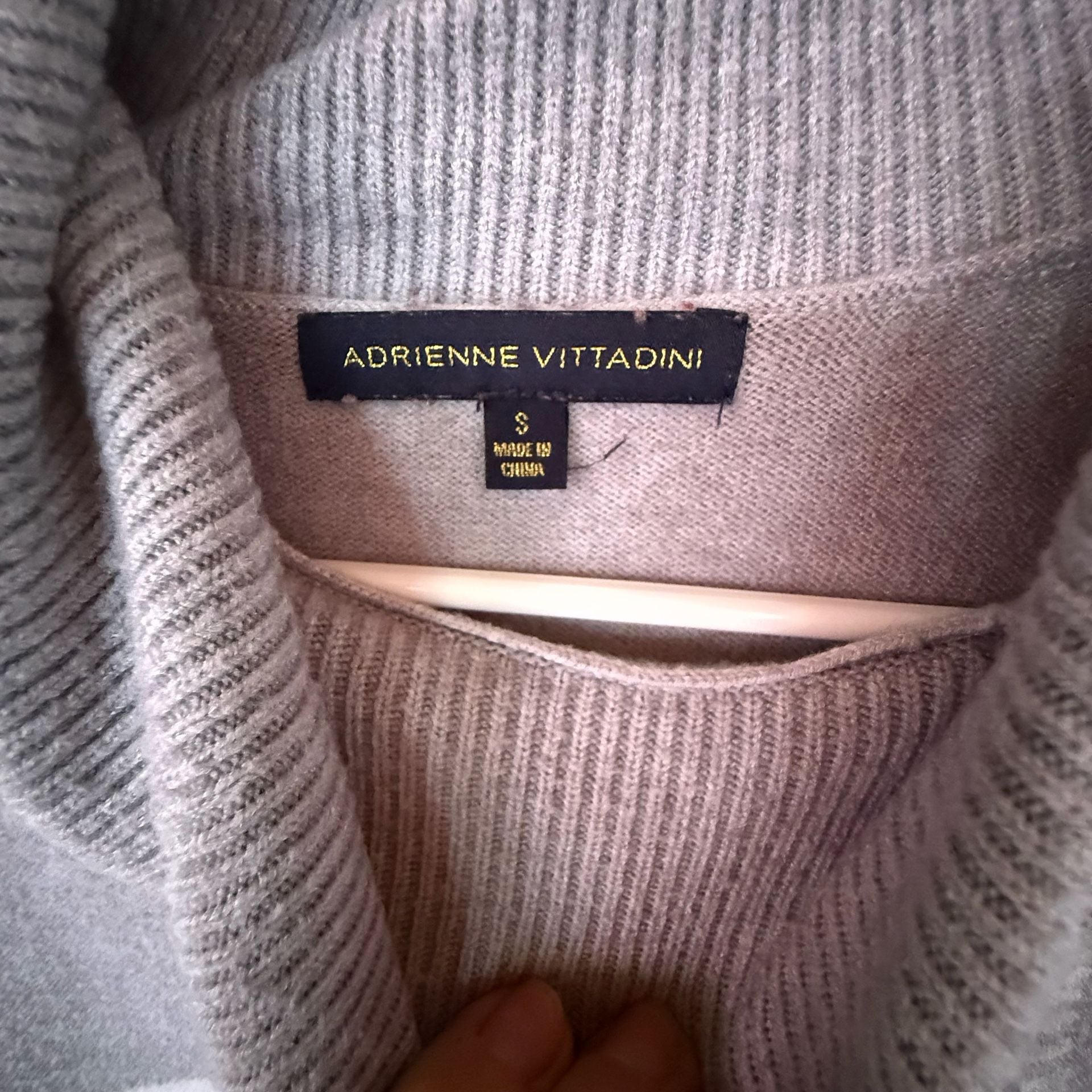 Adrienne Vittadini Turtleneck Sweater Size S Gray Plaid Windowpane 3