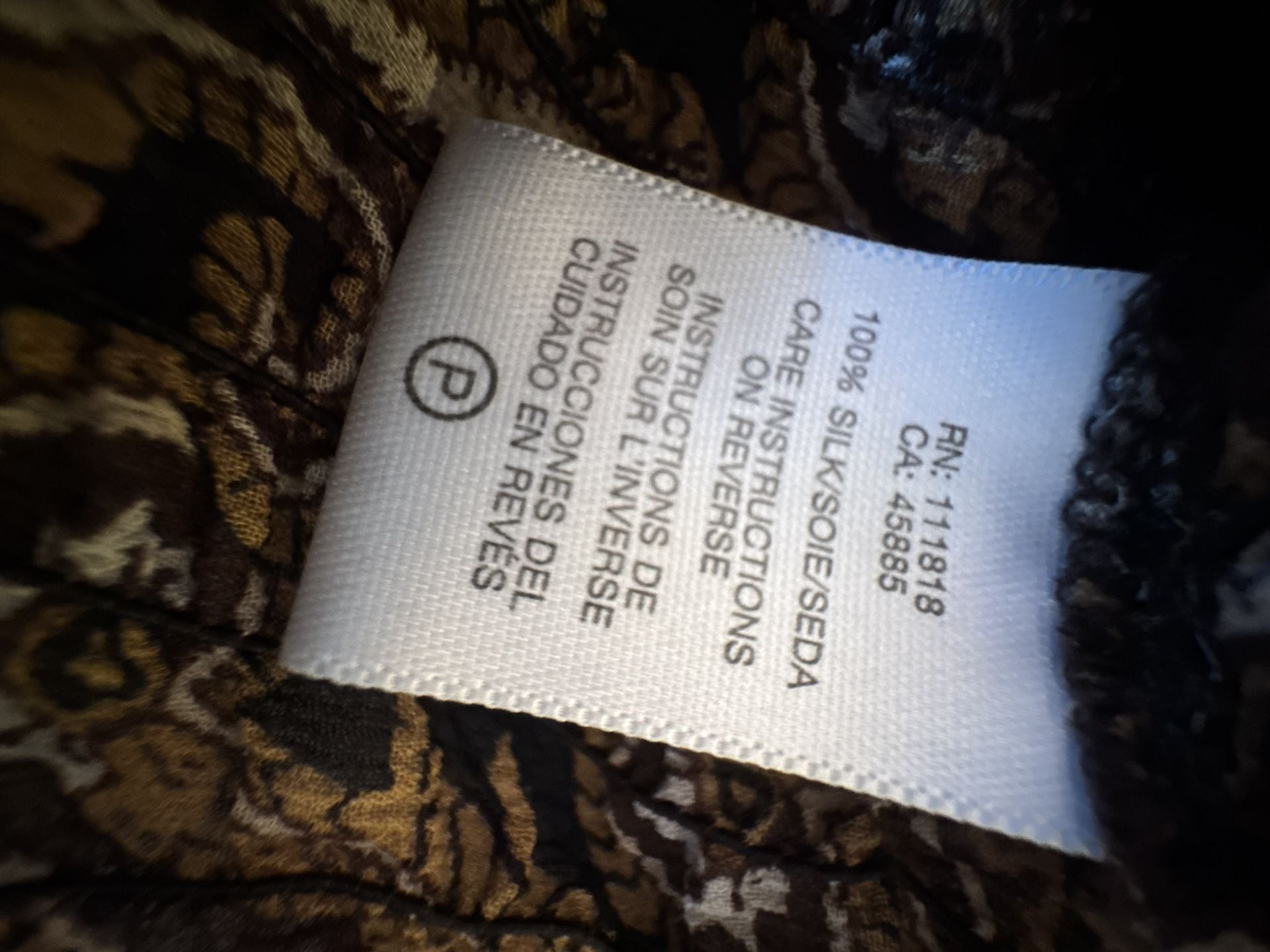 Paisley Silk Blouse Brown Gold Dolman Sleeve 10