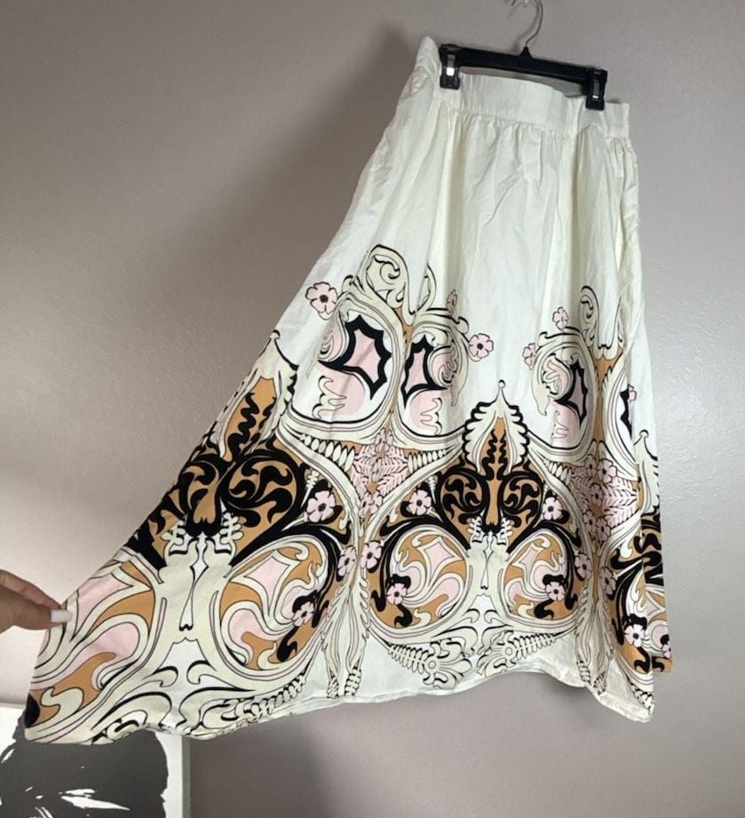 Gibson Latimer Midi Skirt Boho Paisley Floral Print Sz 16 5