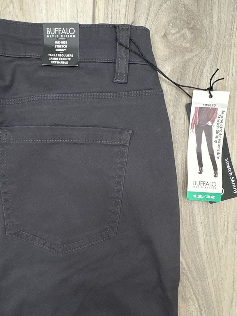 Buffalo David Bitton Hope Mid Rise Stretch Skinny Pants 12/32 Charcoal NWT 8