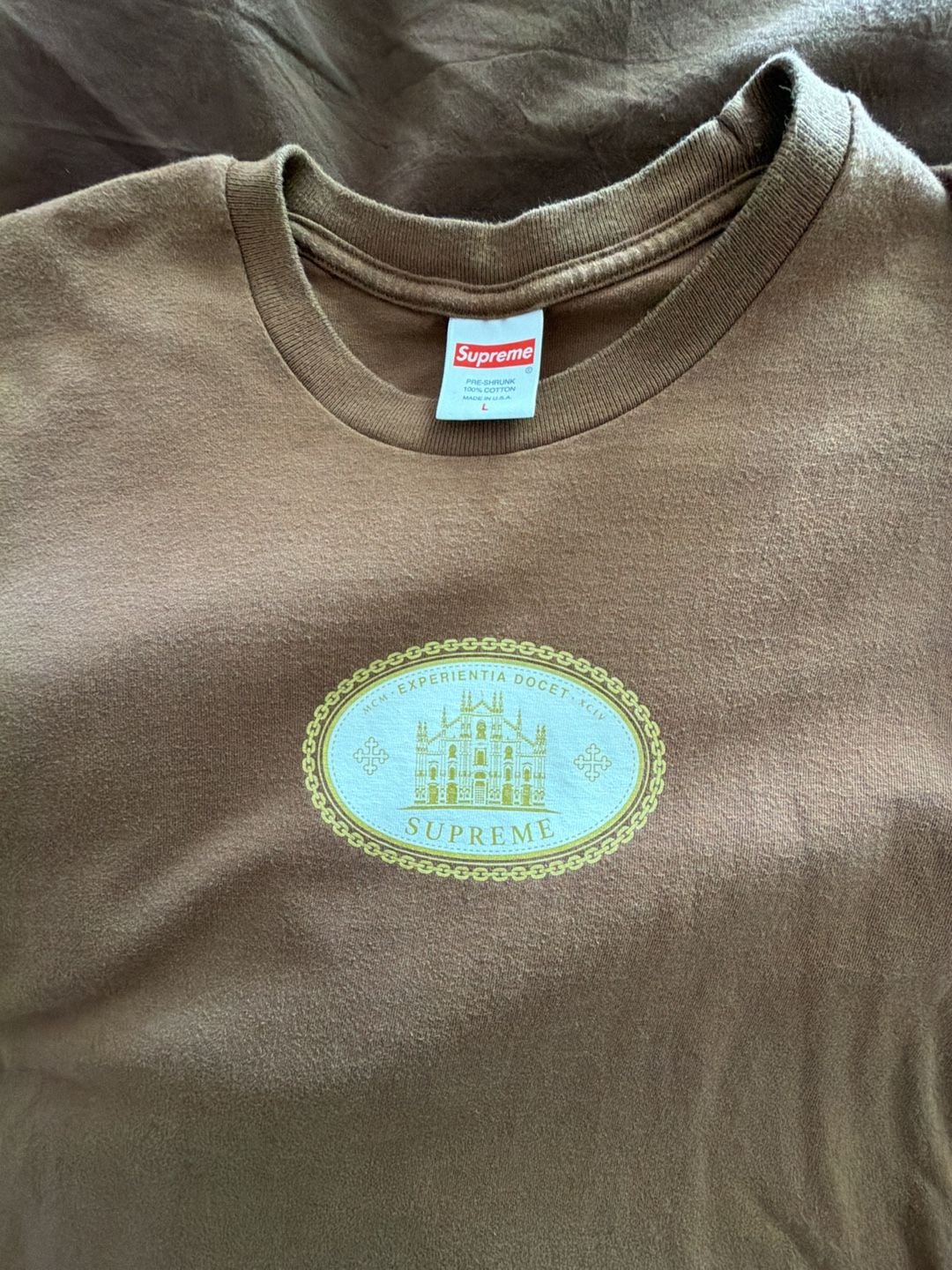Supreme Experientia Tee Size L Brown Cotton Short Sleeve T-Shirt 2