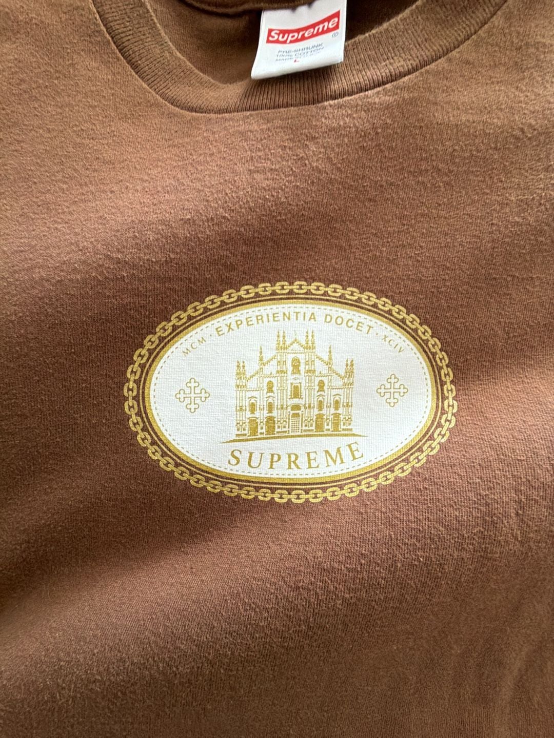Supreme Experientia Tee Size L Brown Cotton Short Sleeve T-Shirt 5