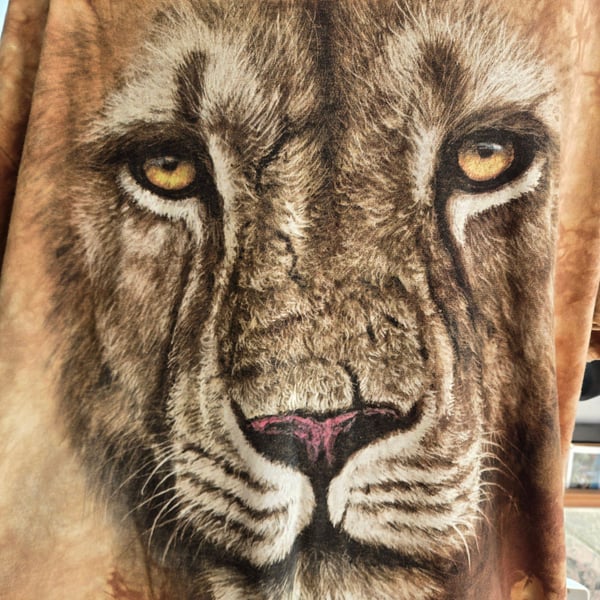 The Mountain Lion Warrior T-Shirt Size 3XL Brown Tie Dye Cotton Graphic