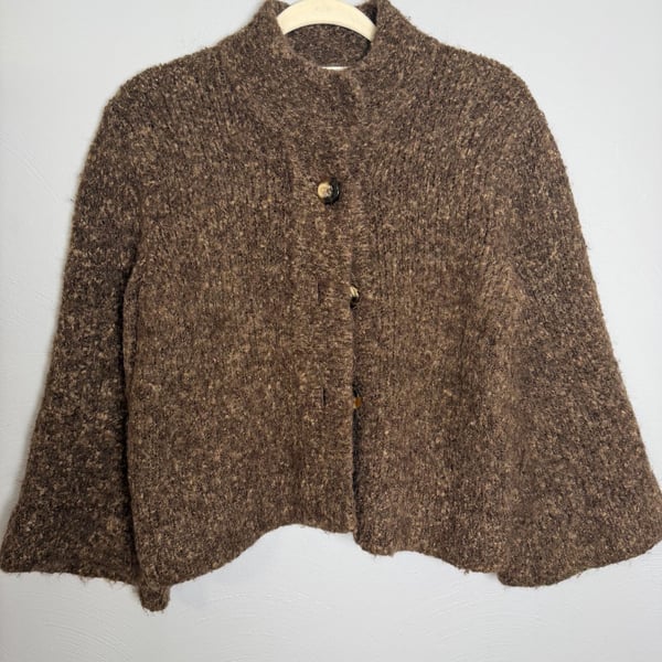 Susan Bristol Cardigan Size M Brown Button Up Textured Sweater