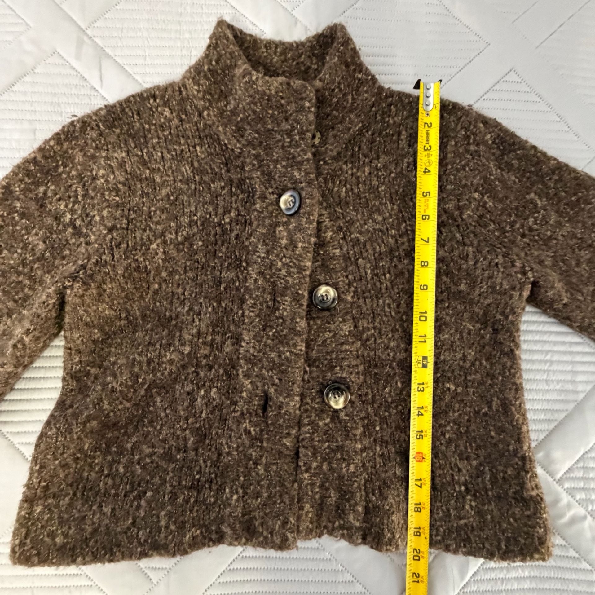 Susan Bristol Cardigan Size M Brown Button Up Textured Sweater 5