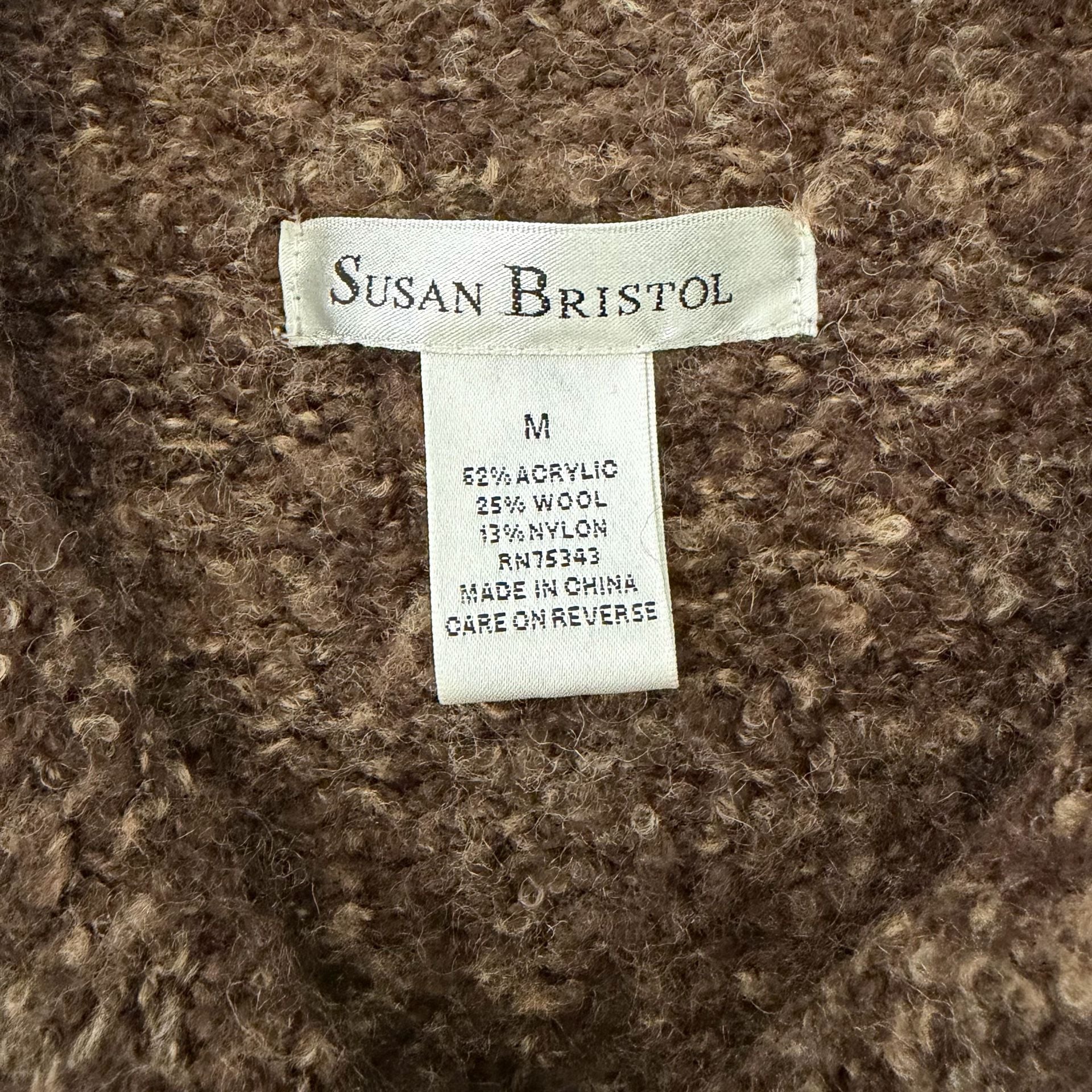 Susan Bristol Cardigan Size M Brown Button Up Textured Sweater 6