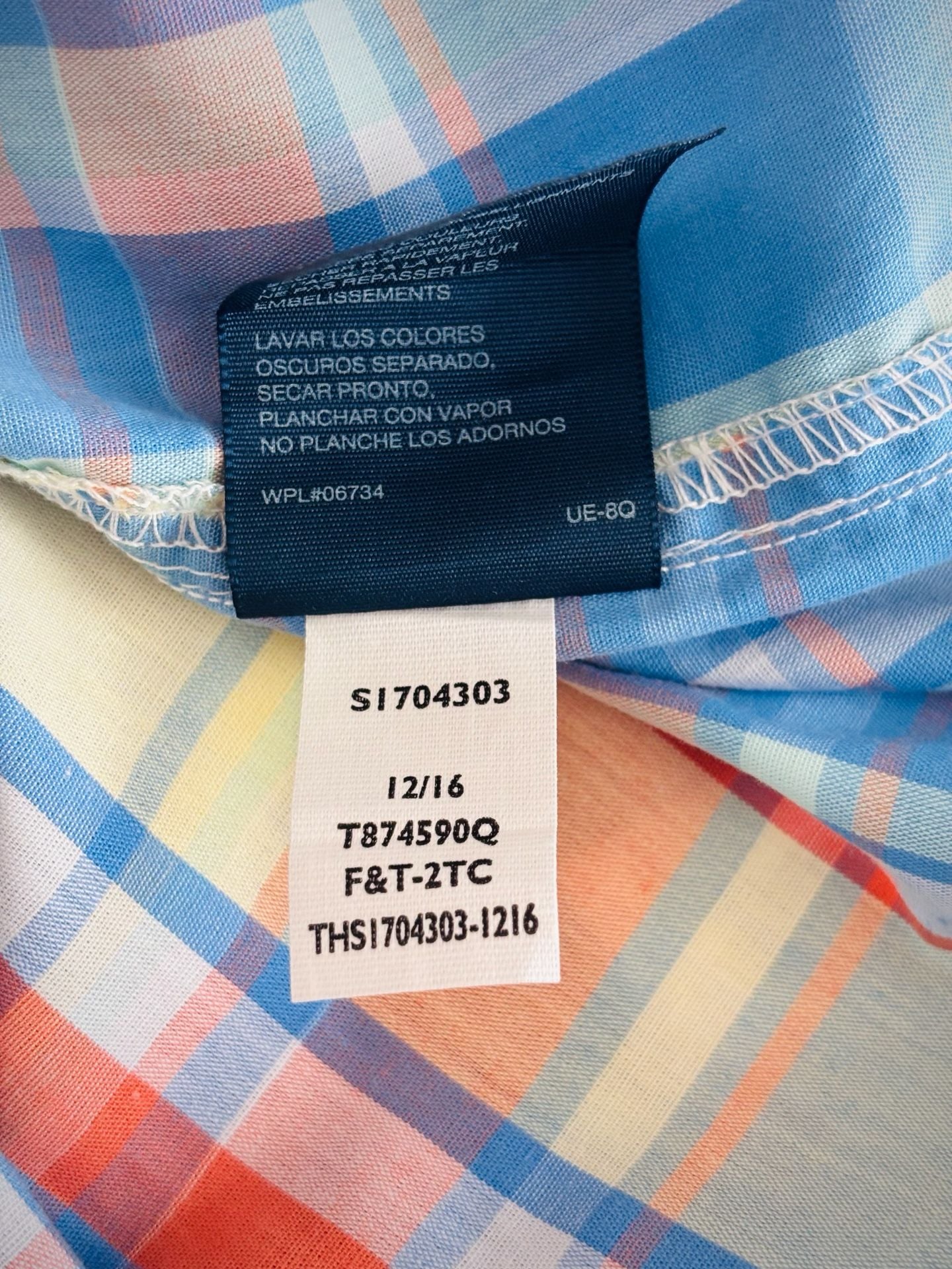 Tommy Hilfiger Plaid Long Sleeve Button Down Shirt Size XL 20 Summer Blue 7