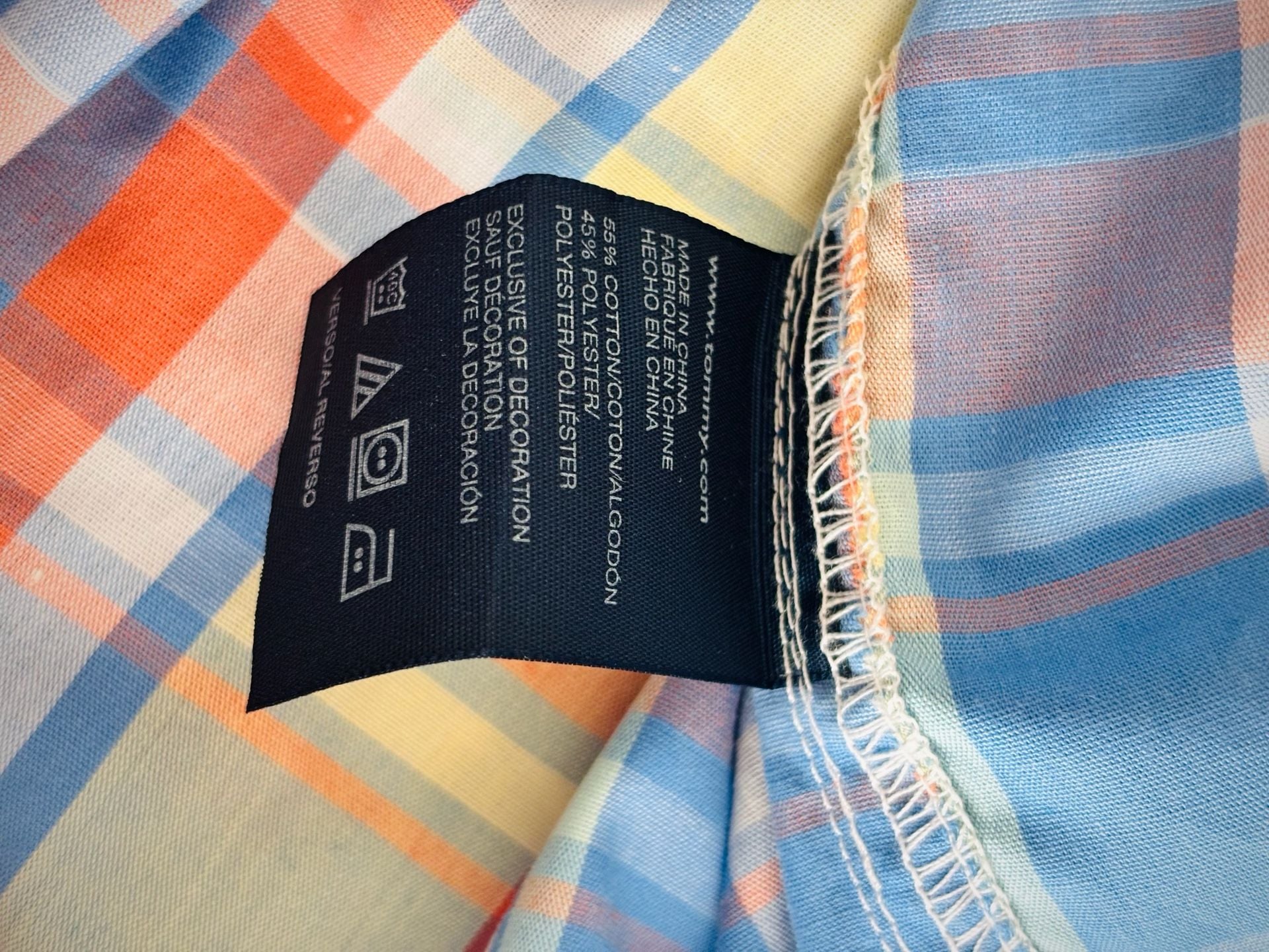 Tommy Hilfiger Plaid Long Sleeve Button Down Shirt Size XL 20 Summer Blue 8