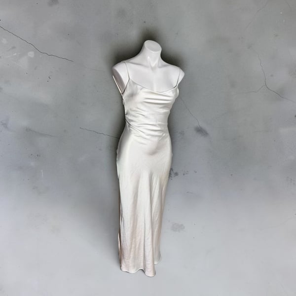 Zara Satin Cowl Neck Maxi Dress Champagne