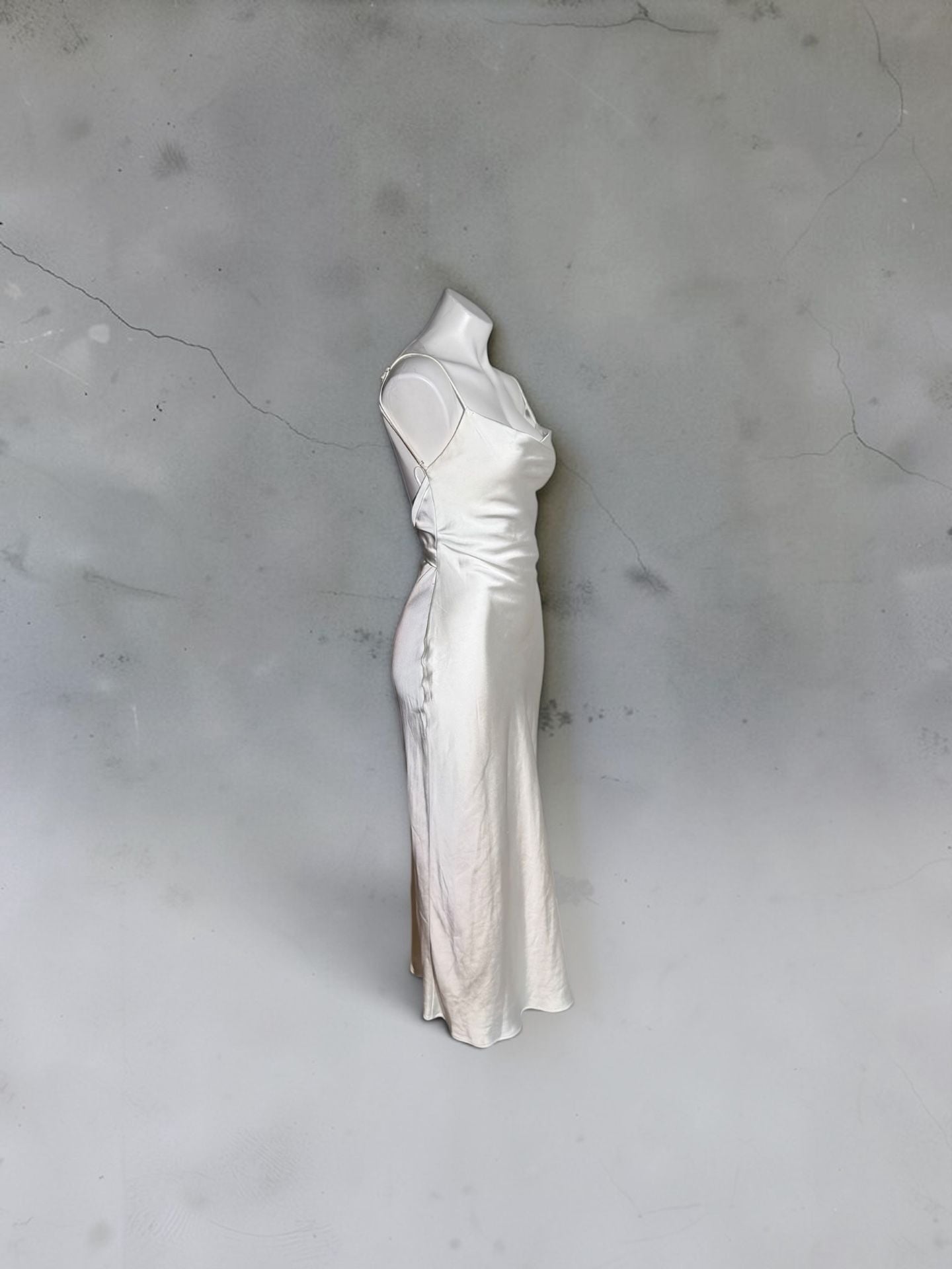 Zara Satin Cowl Neck Maxi Dress Champagne 6
