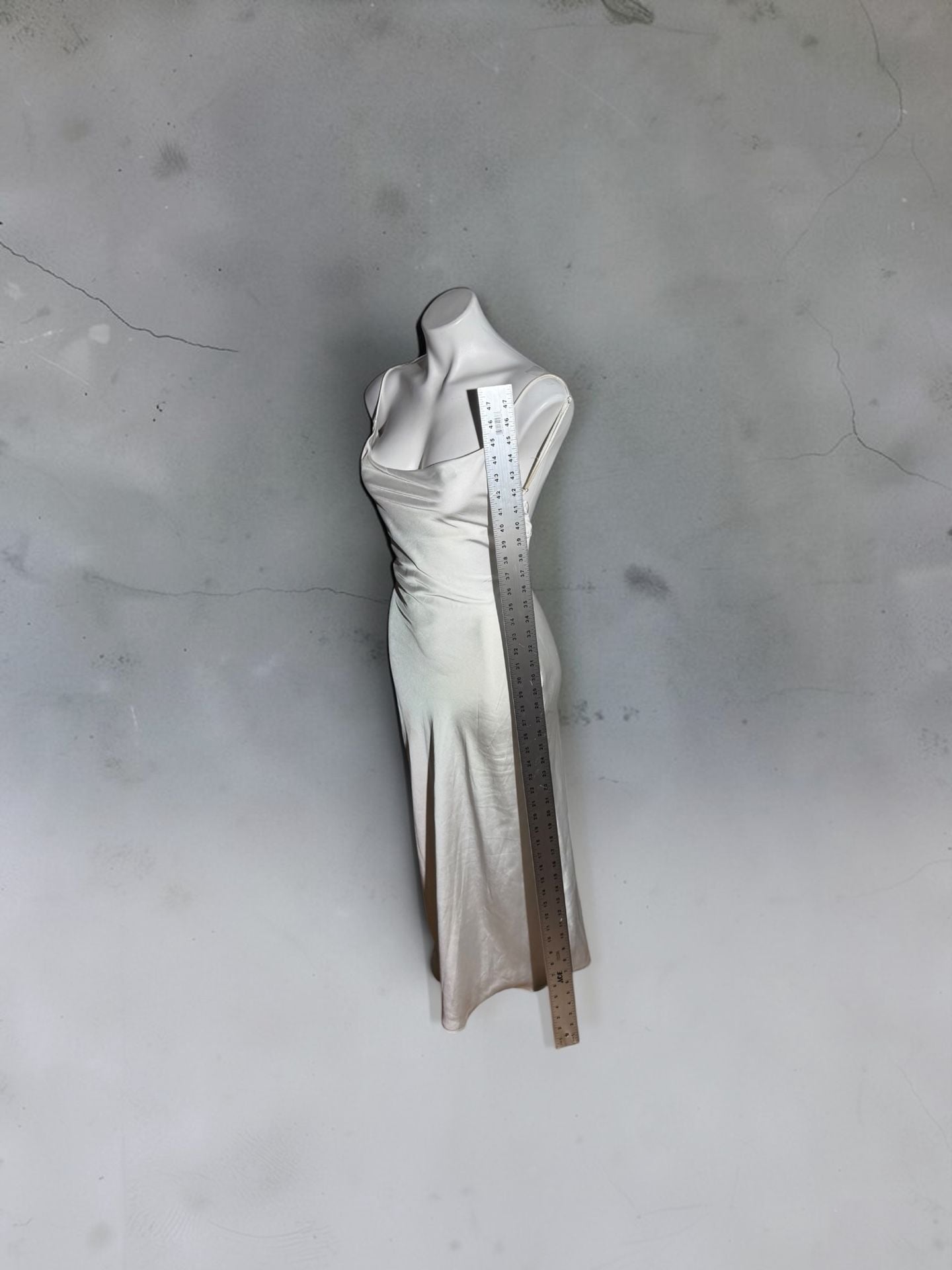 Zara Satin Cowl Neck Maxi Dress Champagne 7