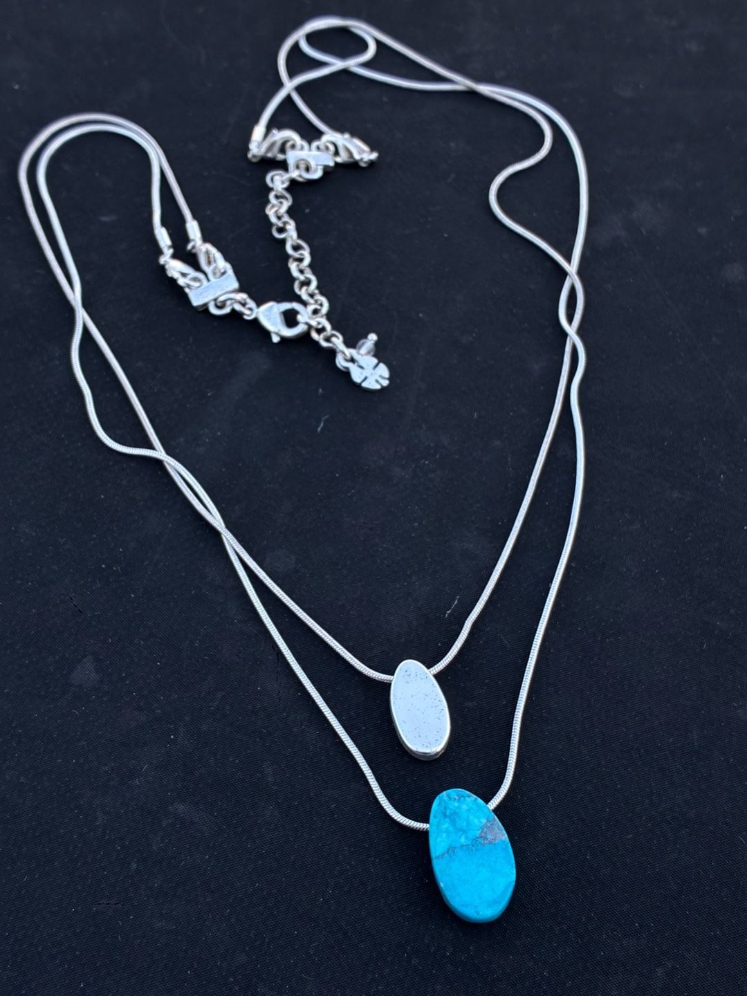 Lucky Brand Double Strand Necklace Turquoise Stone 2
