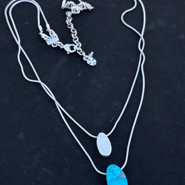 Lucky Brand Double Strand Necklace Turquoise Stone