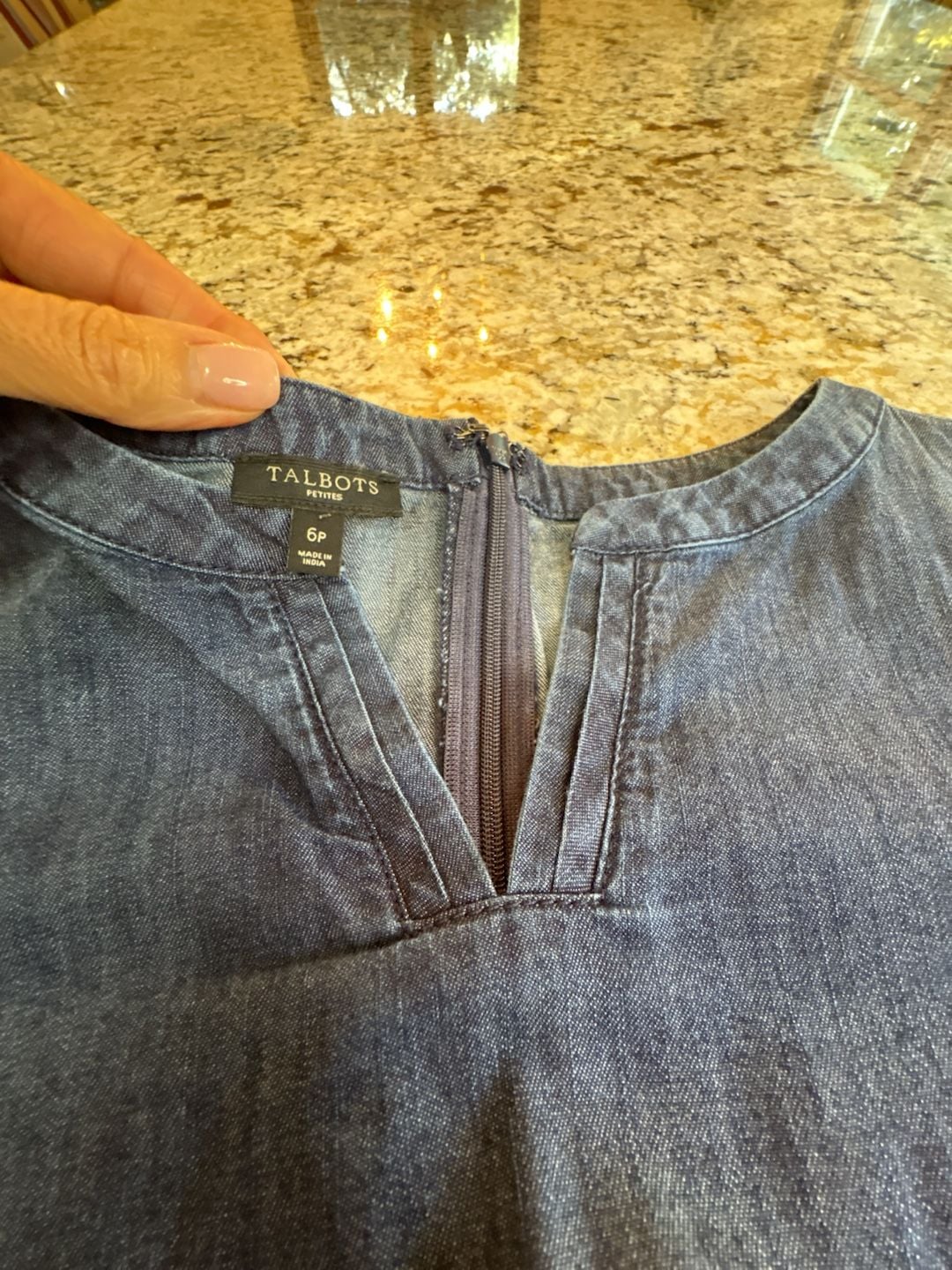 Talbots Denim Shift Dress Size 6P Blue Cotton Petite 4