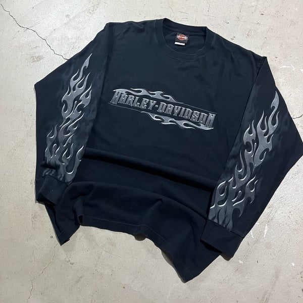 Crazy flame sleeve hit Harley Davidson Long Sleeve