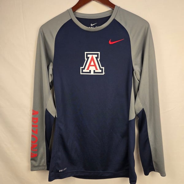 Nike Arizona Wildcats Elite Dri-Fit Long Sleeve Shirt Size S Navy Gray