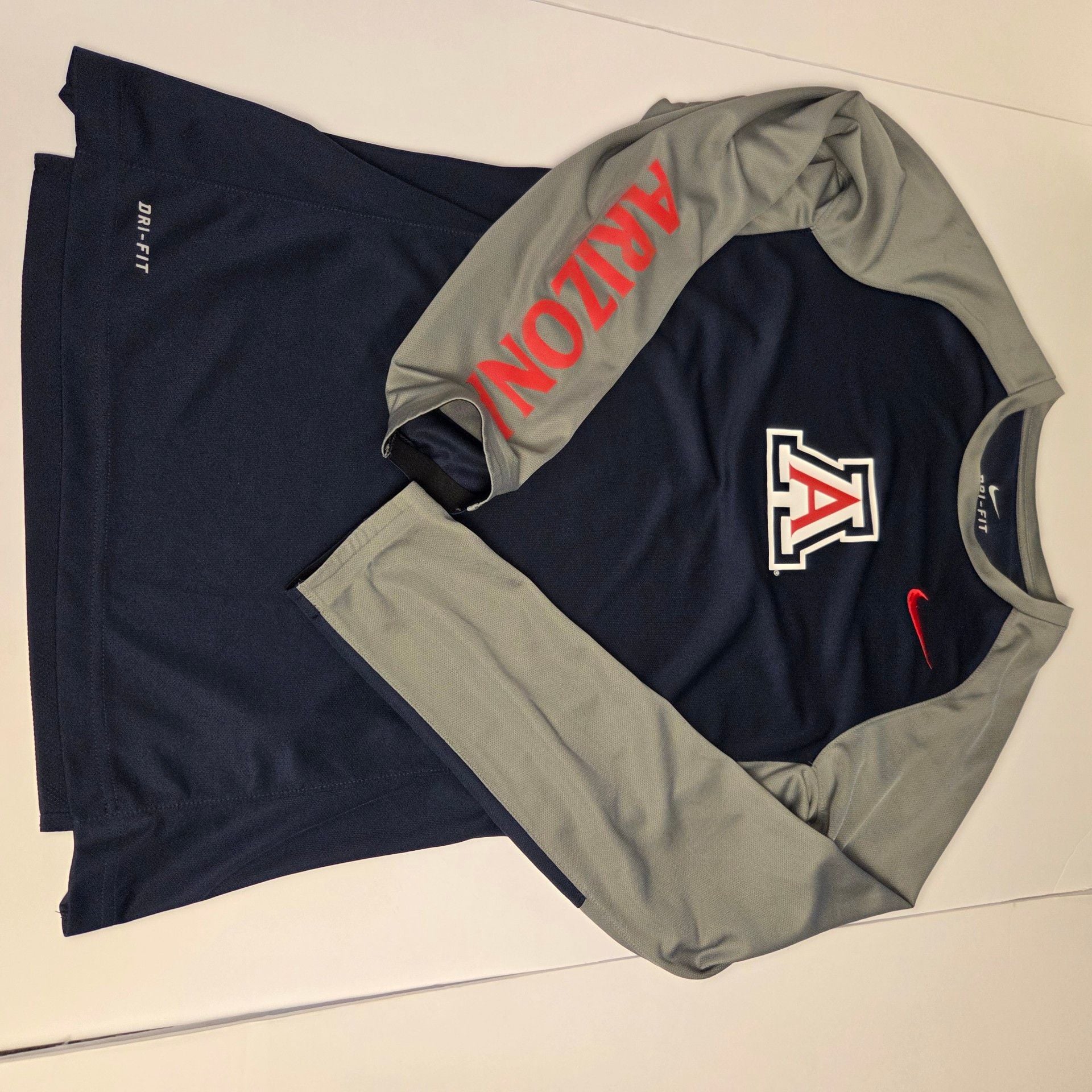 Nike Arizona Wildcats Elite Dri-Fit Long Sleeve Shirt Size S Navy Gray 9