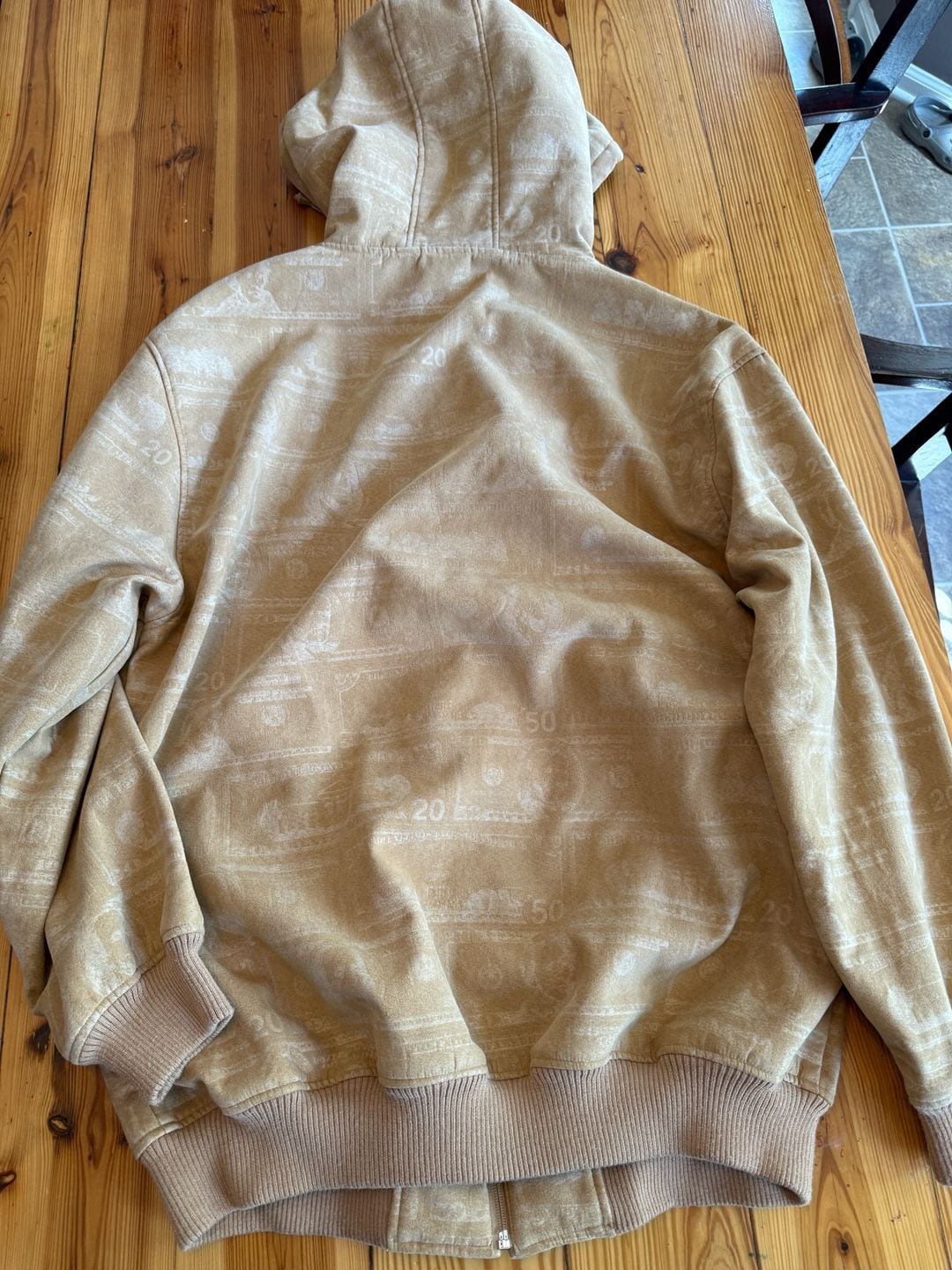 Ruff Heided Money Print Zip Up Hoodie Size 2XL Tan Polyester 7