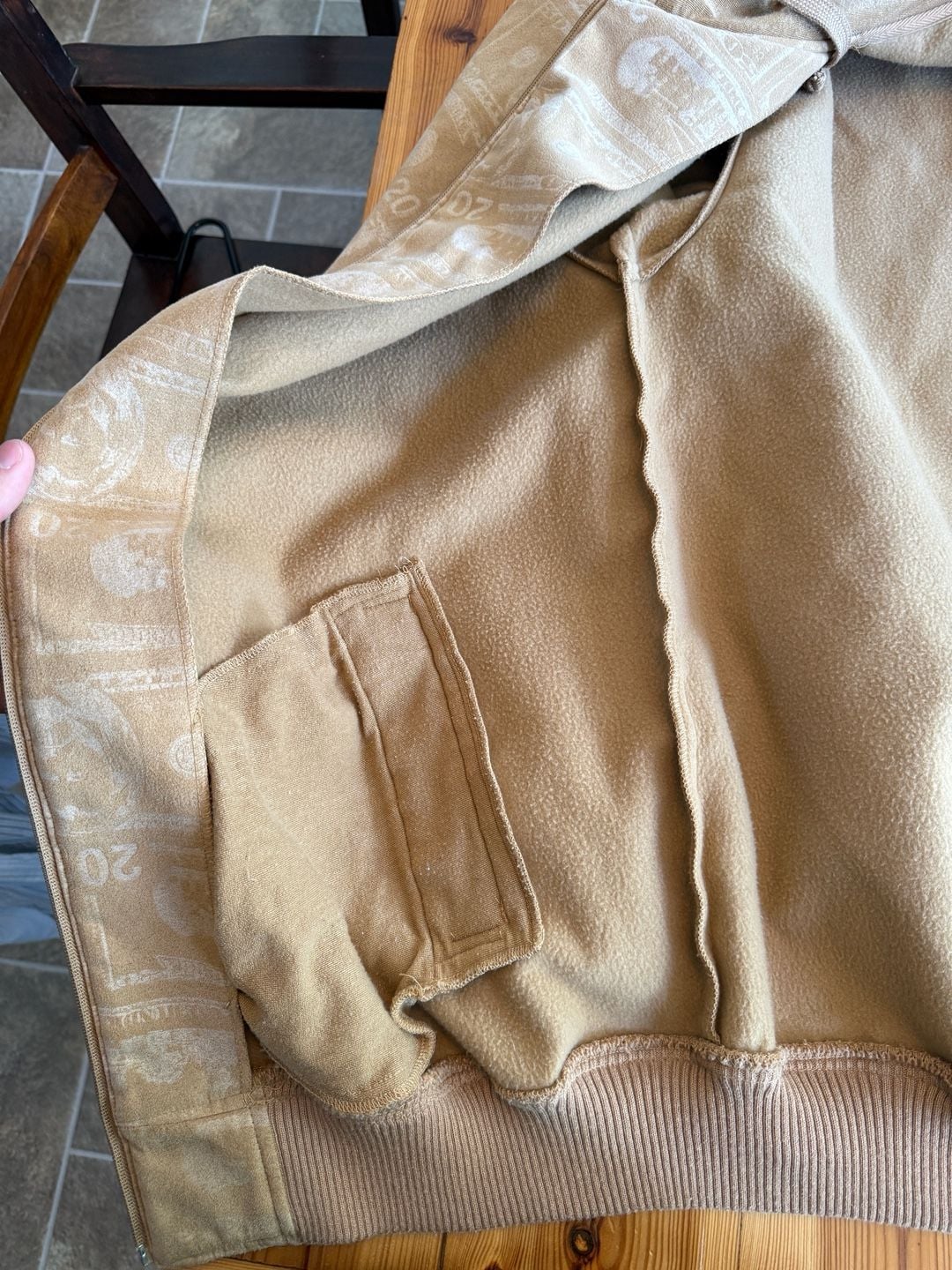 Ruff Heided Money Print Zip Up Hoodie Size 2XL Tan Polyester 8