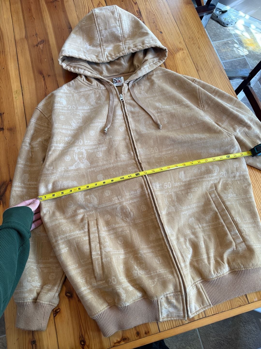 Ruff Heided Money Print Zip Up Hoodie Size 2XL Tan Polyester 9