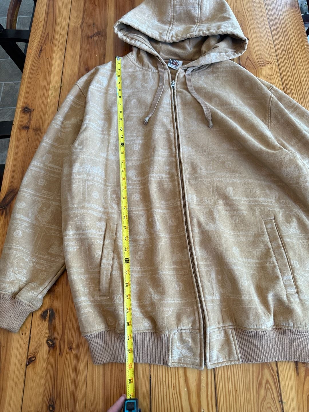 Ruff Heided Money Print Zip Up Hoodie Size 2XL Tan Polyester 10
