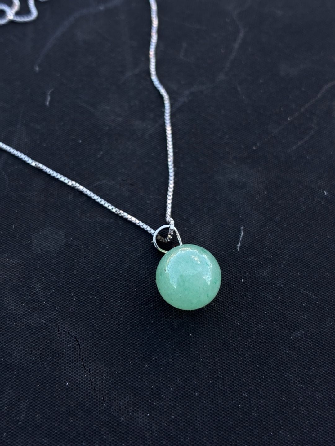 S925 Sterling Silver Green Stone Ball Necklace 3