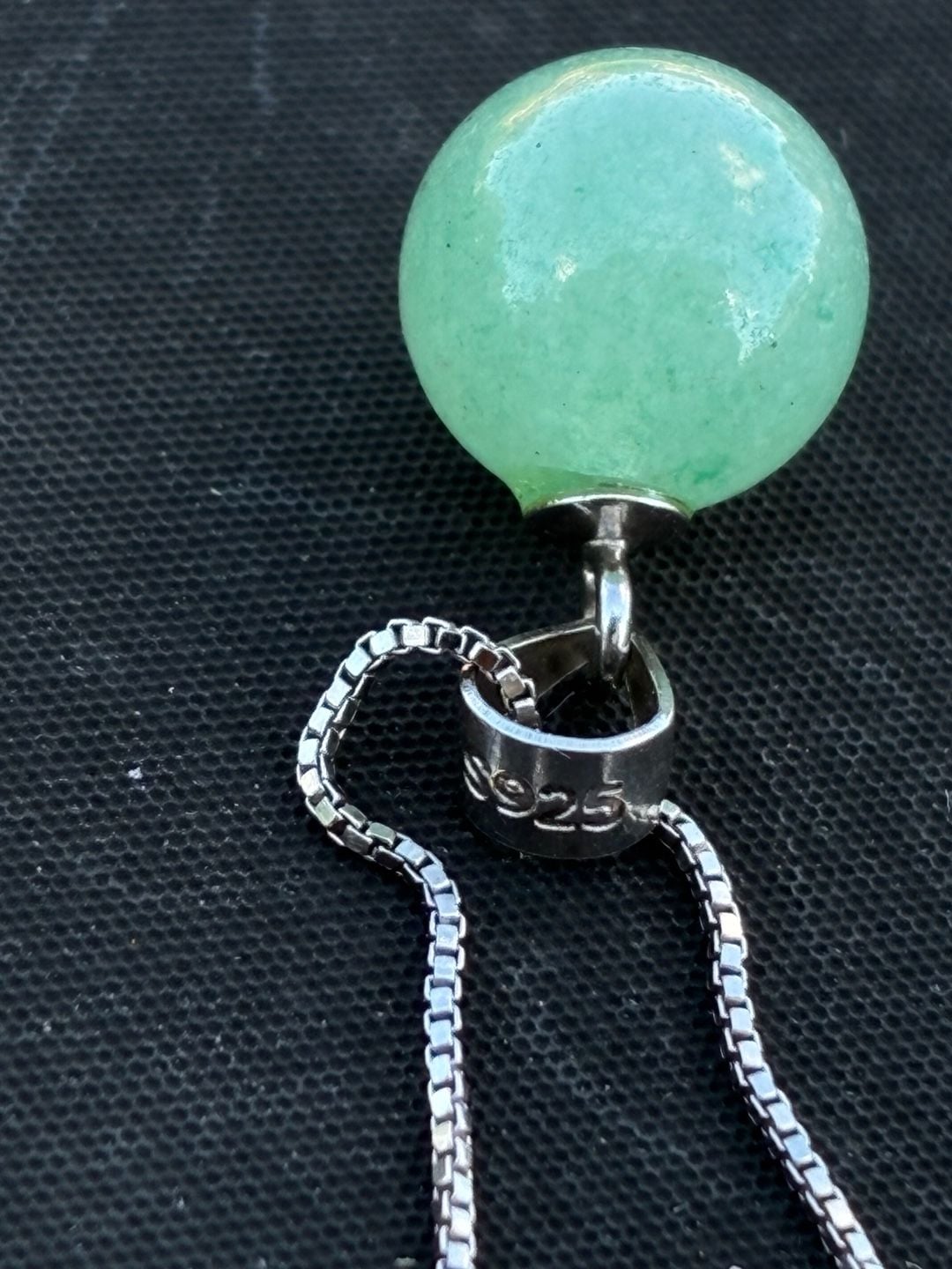 S925 Sterling Silver Green Stone Ball Necklace 4