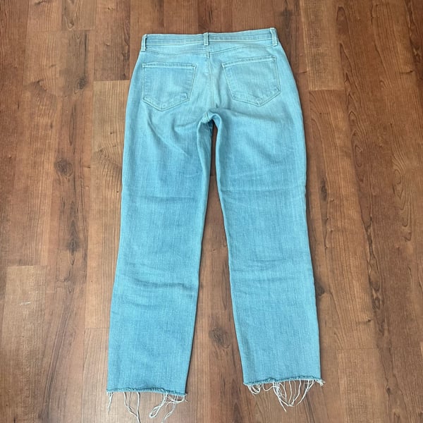 L'Agence Sada High Rise Slim Cropped Denim Jeans Size 25 Light Wash Raw Hem