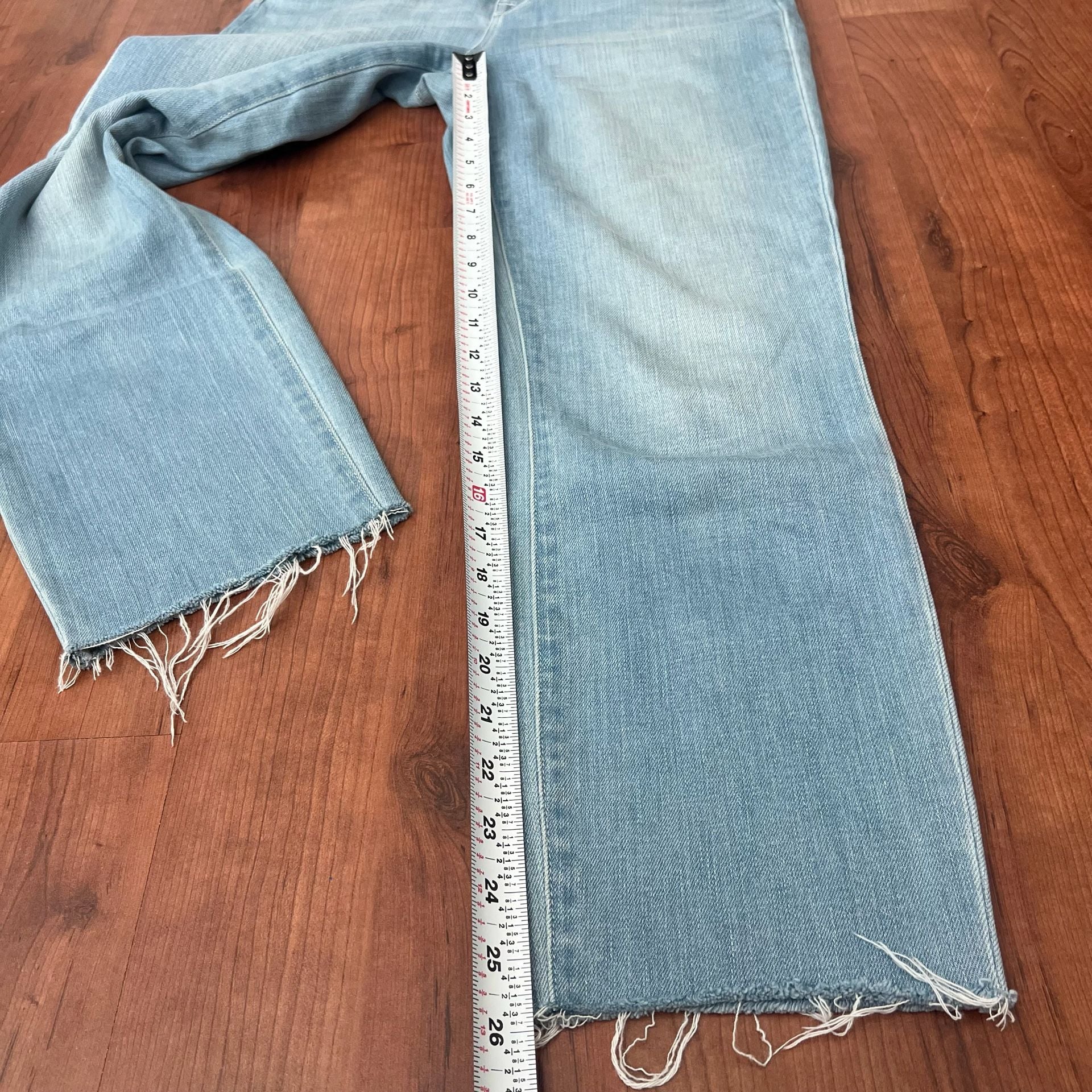 L'Agence Sada High Rise Slim Cropped Denim Jeans Size 25 Light Wash Raw Hem 7