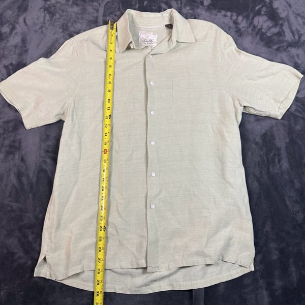 Mens Tasso Elba Island Short Sleeve Button Up Size M Sage Green Silk Linen#147