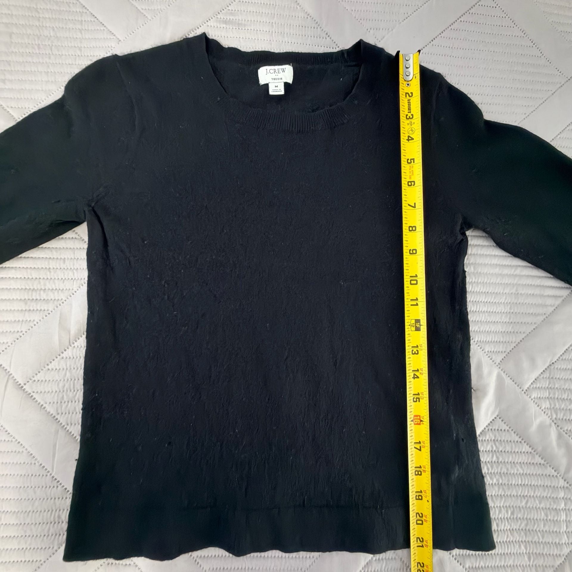 J. Crew Teddie Sweater Size M Black Wool Blend Pullover 5