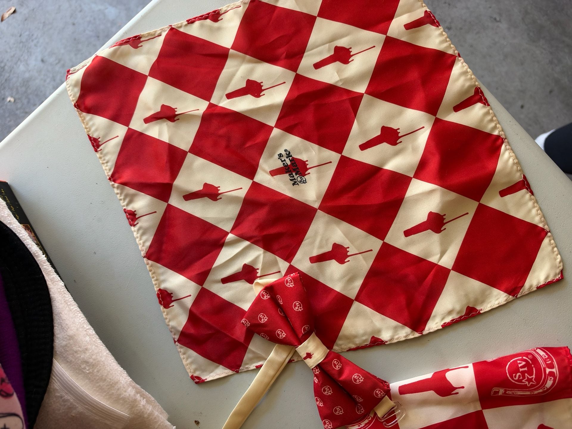 Maker's Mark Red & White Checkered Pocket Square & Bow Tie Set 3