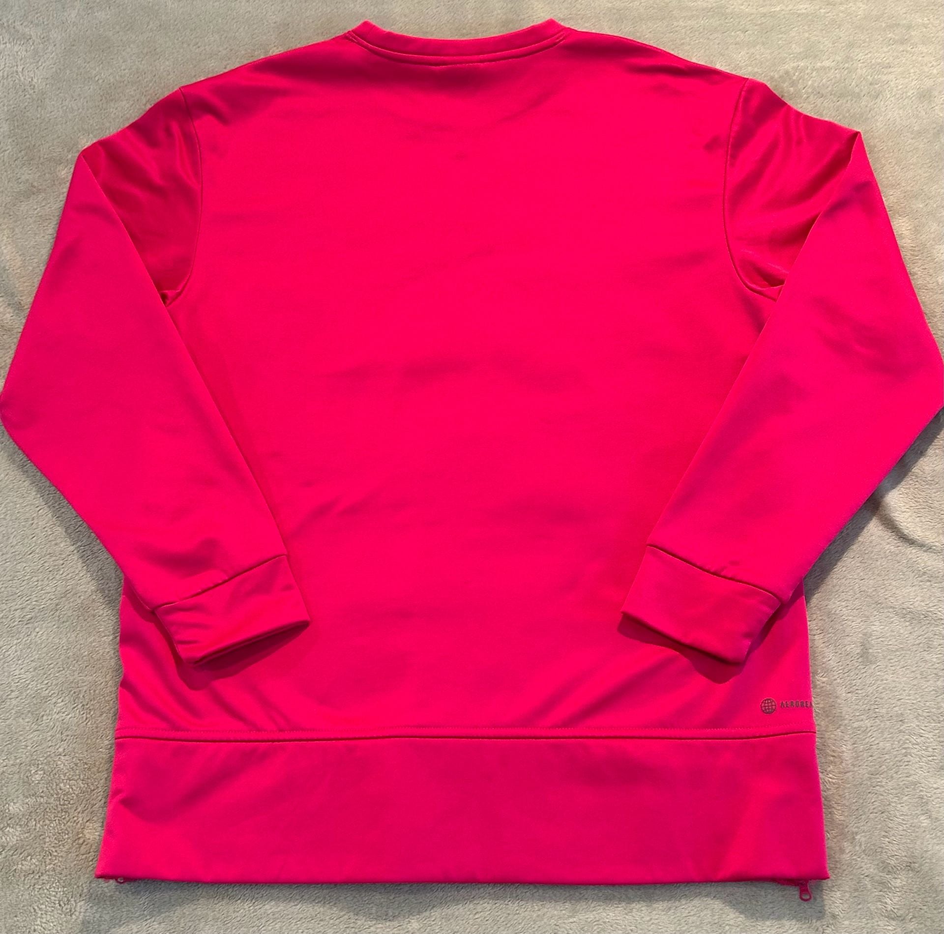 Adidas Crew Neck Sweatshirt Size M Pink Training Pullover Side Zips 8
