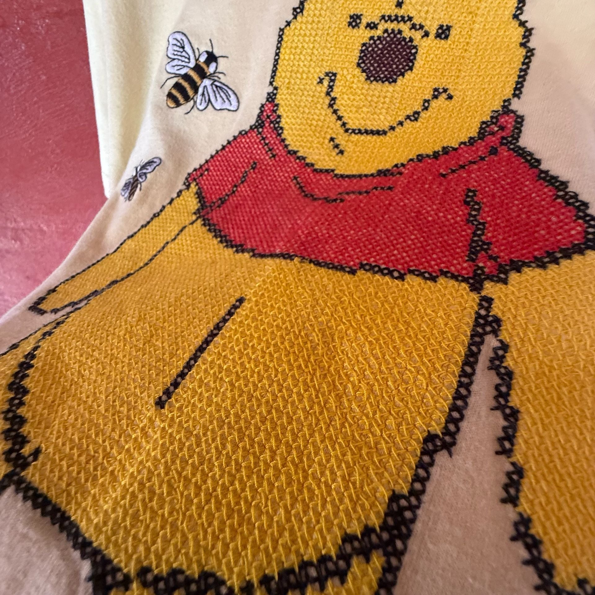 Freeze Disney Winnie The Pooh Cross Stitch T-Shirt Size XL Yellow 2
