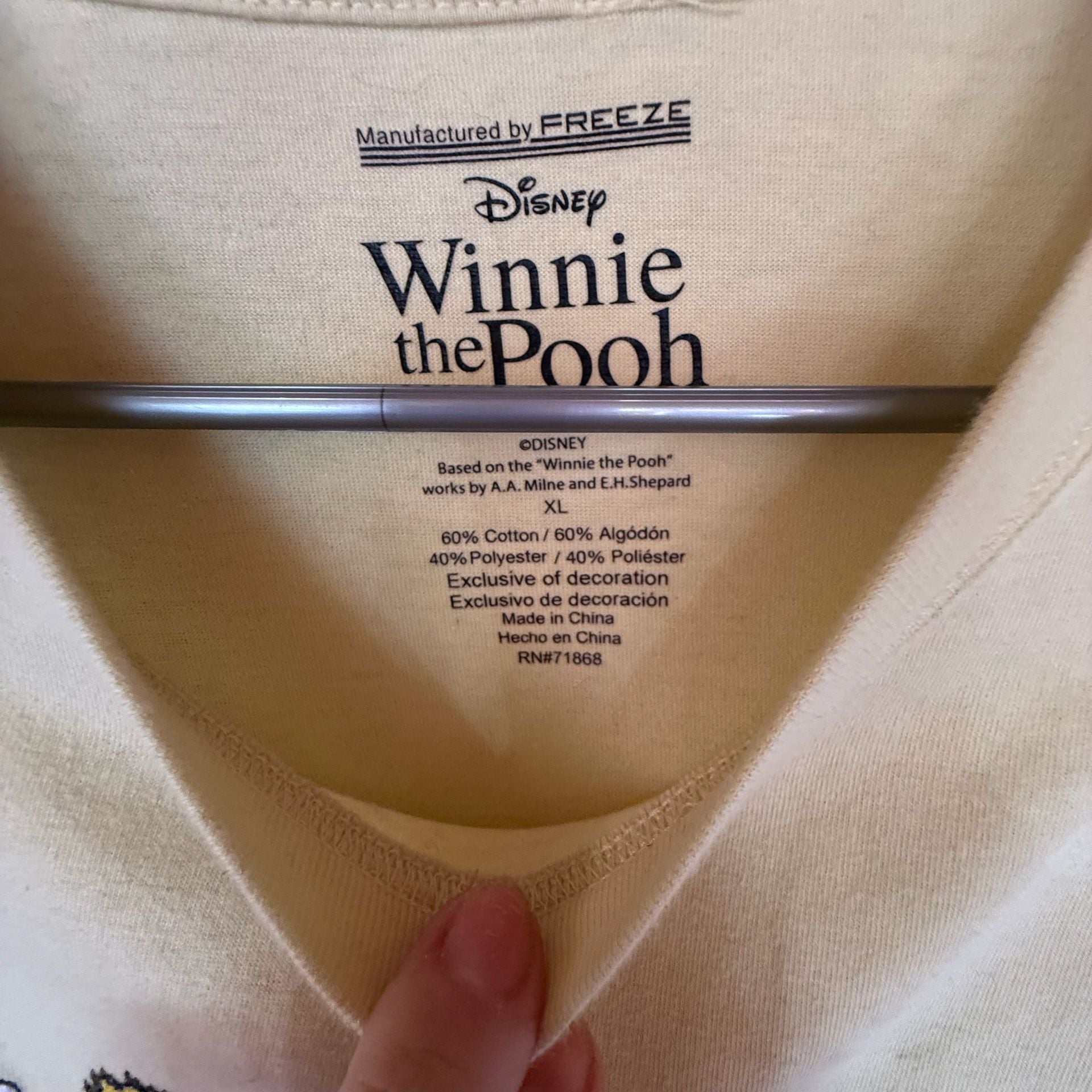 Freeze Disney Winnie The Pooh Cross Stitch T-Shirt Size XL Yellow 3