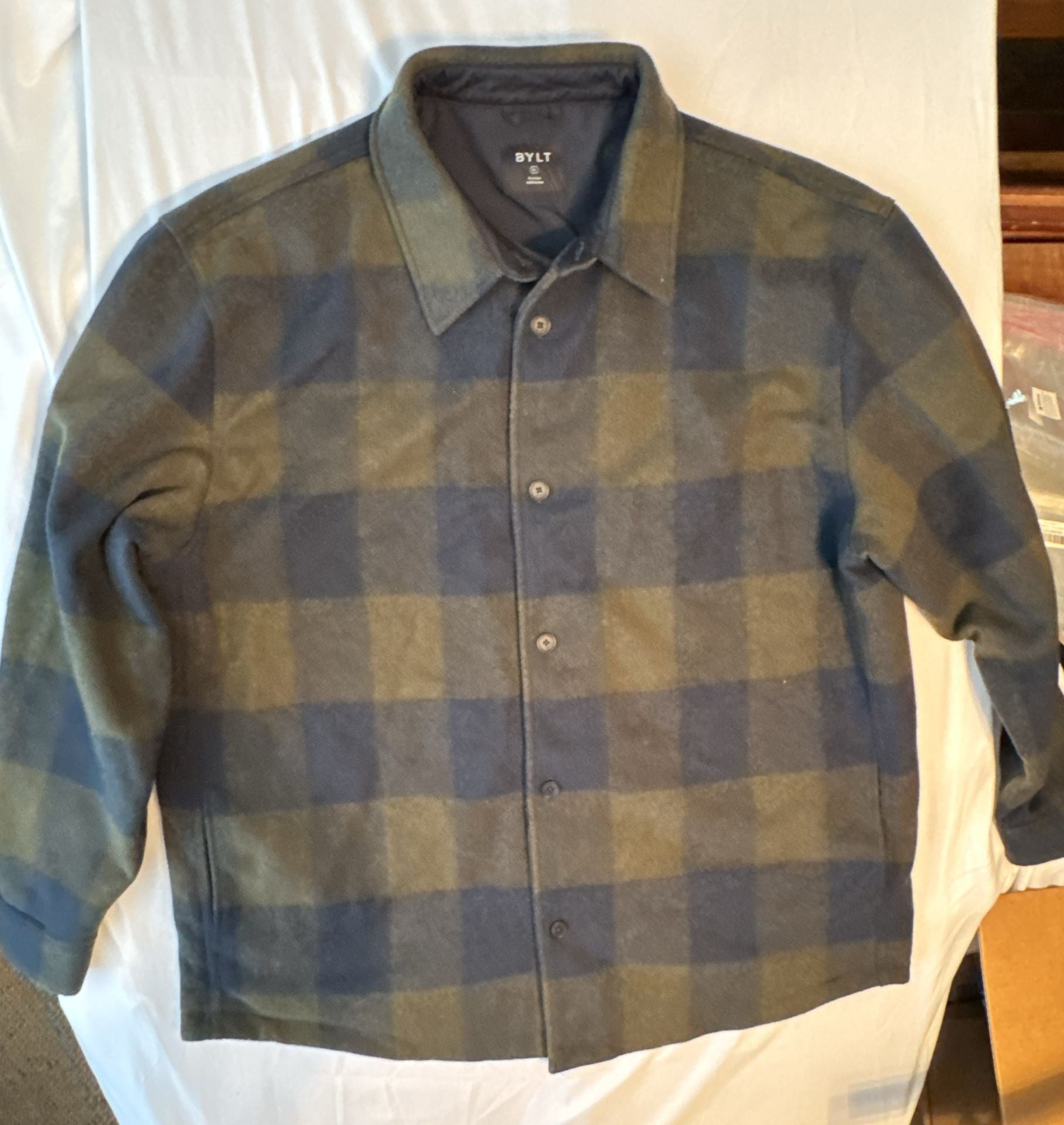 BYLT Plaid Overshirt Jacket Size XXL Green Navy Buffalo Check Shacket 2