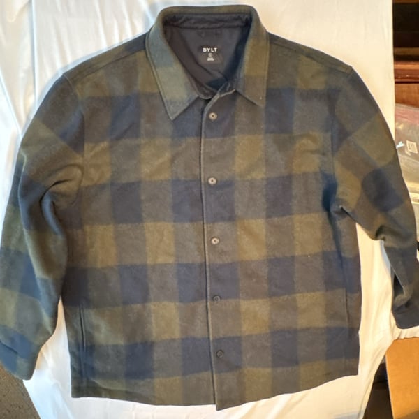 BYLT Plaid Overshirt Jacket Size XXL Green Navy Buffalo Check Shacket