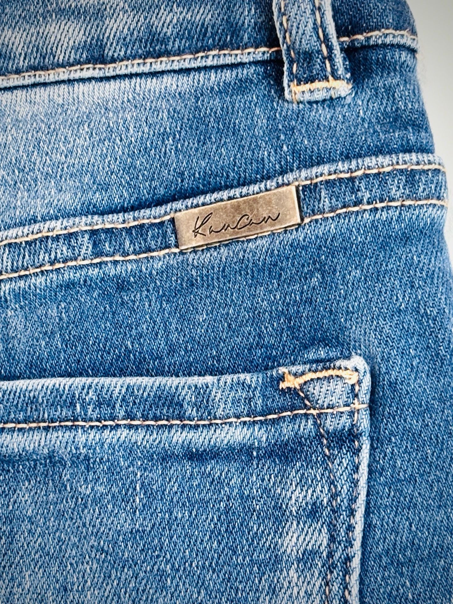 KanCan Skinny Jeans Size 7/27 Blue Distressed Raw Waist & Hem 7