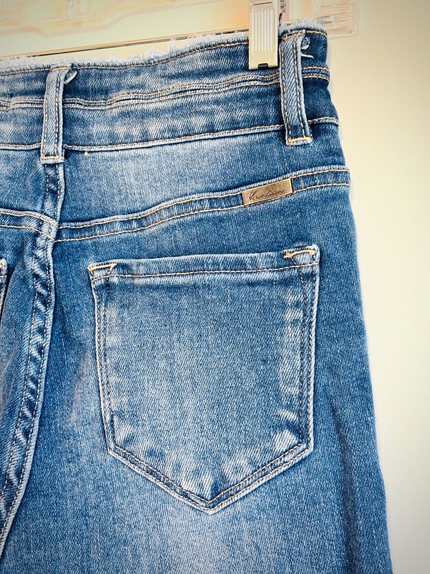 KanCan Skinny Jeans Size 7/27 Blue Distressed Raw Waist & Hem 8