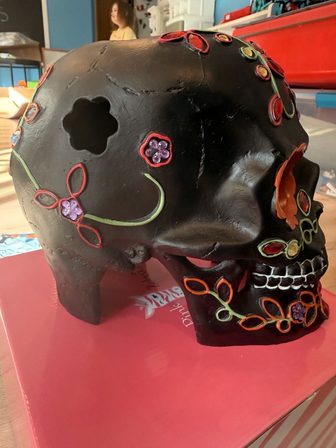 Pink Zebra Gemstone Sugar Skull Accent Shade 7