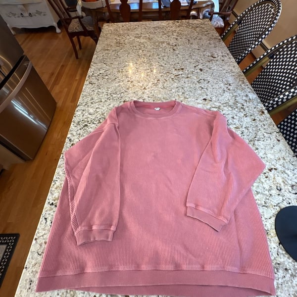 Aerie Oversized Ribbed Sweatshirt Size L Pink Long Sleeve Pullover